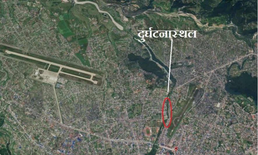 घनाबस्तीको बीच सेती नदीमा विमान दुर्घटना