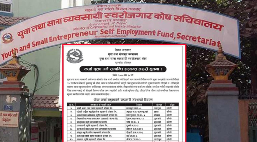 ७० सहकारीलाई ऋण तिर्न युवा स्वरोजगार कोषको ३५ दिने सूचना