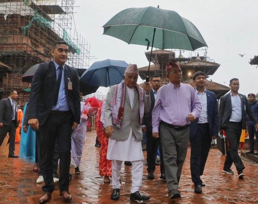 पाटन दरबार क्षेत्र पुगे राष्ट्रपति पौडेल