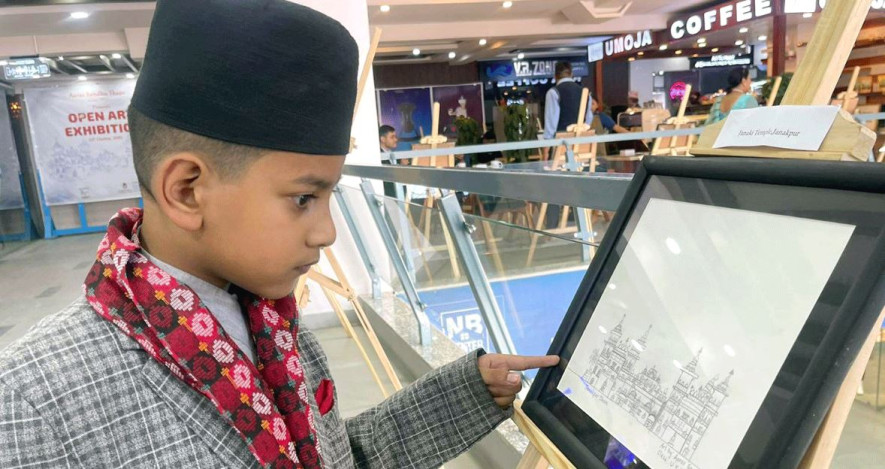 ६ वर्षीय आरभबन्धुको एकल चित्रकला प्रदर्शनी