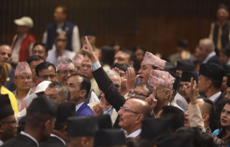विपक्षी दलको नाराबाजी र अवरोधबीच राष्ट्रपतिलाई धन्यवाद दिने प्रस्ताव पारित