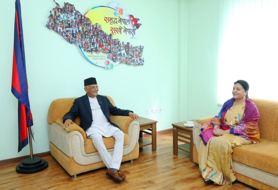 प्रधानमन्त्री ओली र पूर्वराष्ट्रपति भण्डारीबीच च्यासलमा छलफल